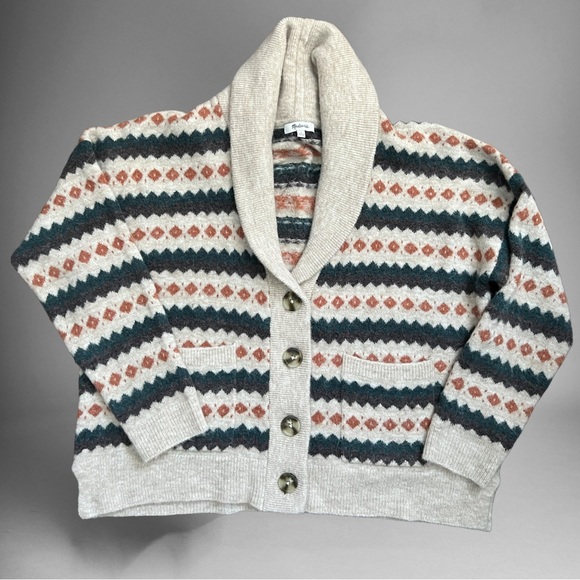 Madewell Adrienne Fair Isle Shawl Collar Alpaca Wool Blend Cardigan Women Small. - Picture 3 of 10